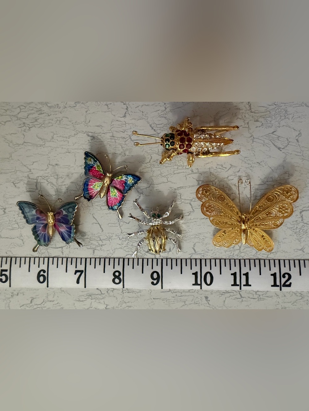 Bundle of 5 Vintage Insect Brooches